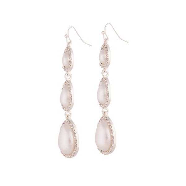 Silver White Graduating Pearl Drop Earring