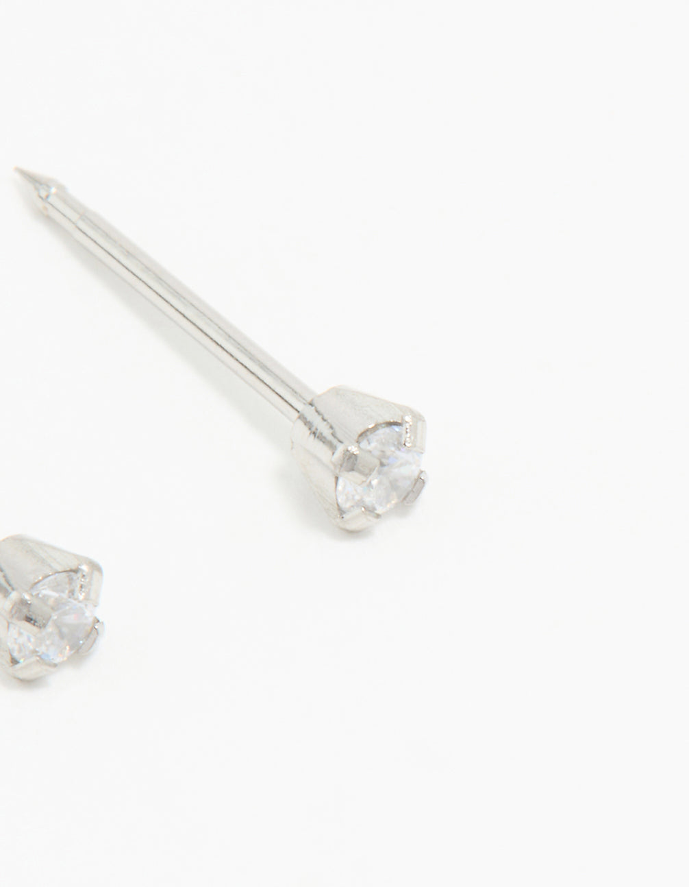 Shop surgical steel 2mm cubic zirconia piercing studs in white with stud closure post detail view