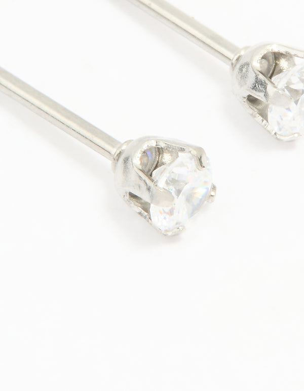 Surgical Steel Cubic Zirconia Diamond Piercing Stud 3mm
