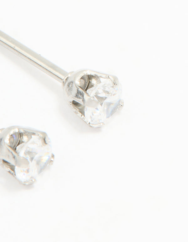 Surgical Steel Cubic Zirconia Diamond Piercing Stud 3mm