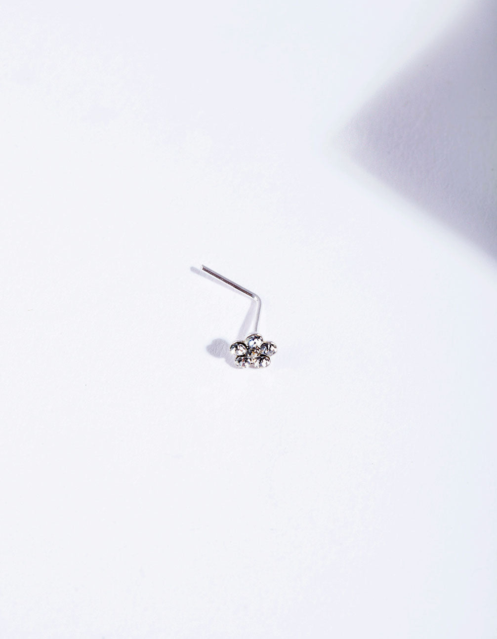 Sterling Silver Crystal Flower Nose Stud
