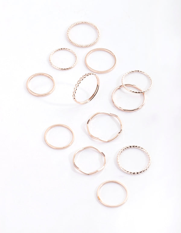 Rose Gold Diamante Ring Pack