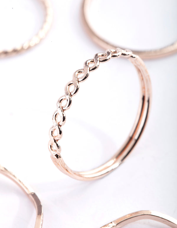 Rose Gold Diamante Ring Pack