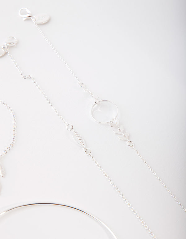Silver Leaf Bracelet 4-Pack
