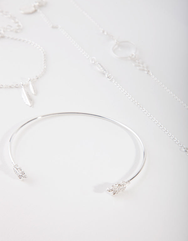 Silver Leaf Bracelet 4-Pack