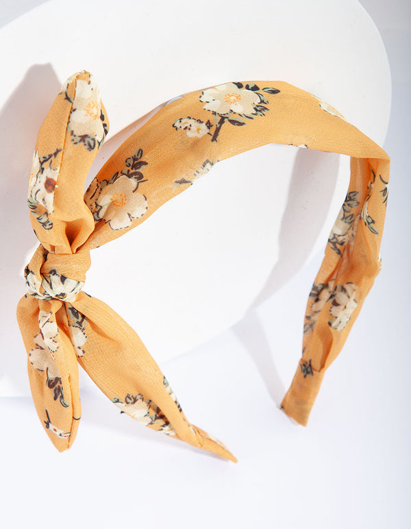 Mustard Floral Fabric Headband