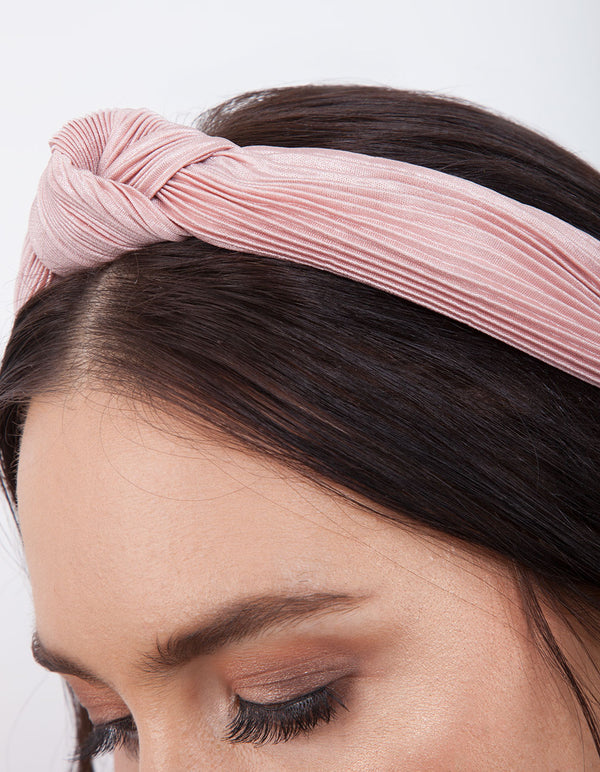 Pink Pleated Turban Headband