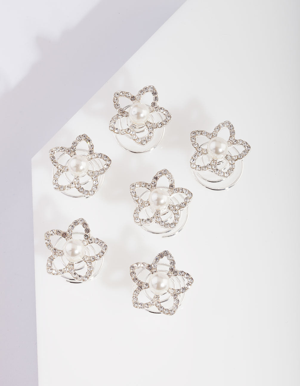 Flower Pearl Hair Jewels 6-Pack