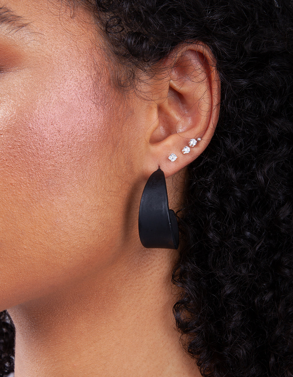 Matte Black 3/4 Hoop Earrings
