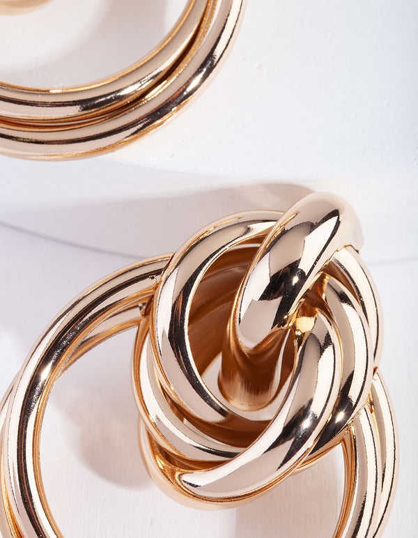Gold Chunky Tubular Loop Earrings