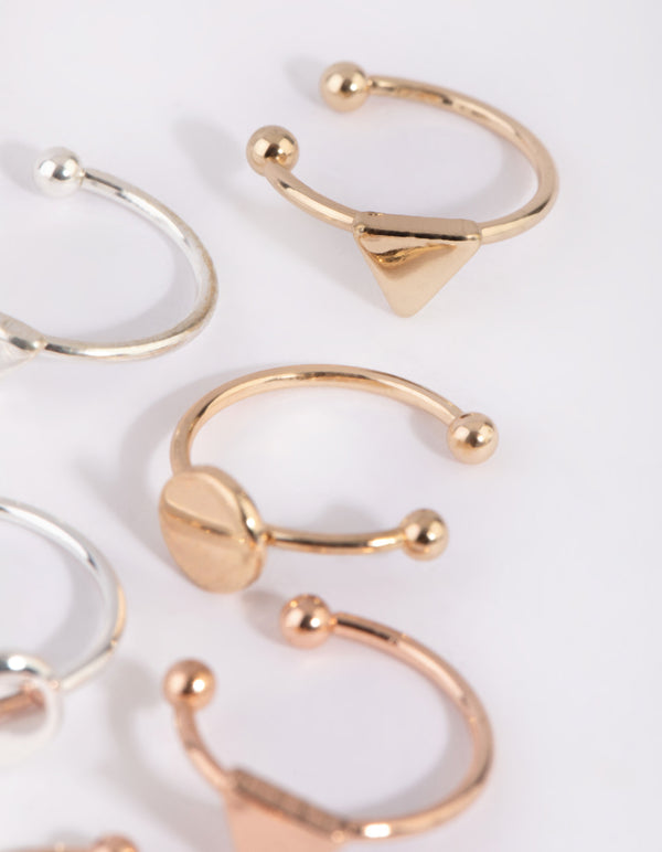 Mixed Metal Geometric Faux Earring Pack