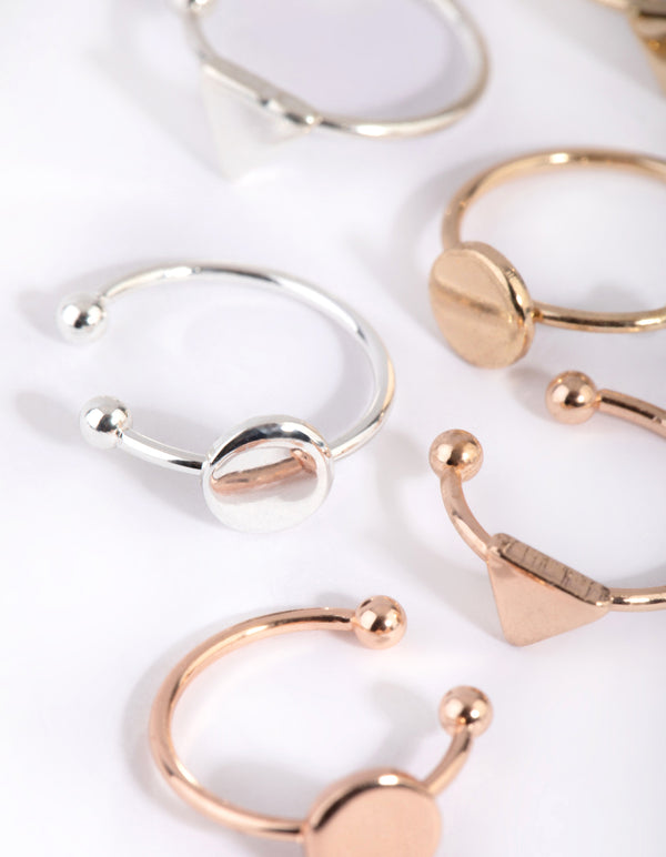 Mixed Metal Geometric Faux Earring Pack