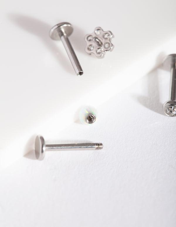 Surgical Steel Synthetic Opal Flat Back Pack