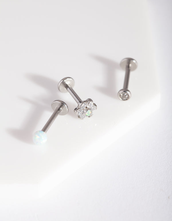 Surgical Steel Synthetic Opal Flat Back Pack