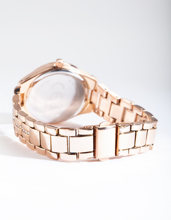 Rose Gold Pearl Face Watch