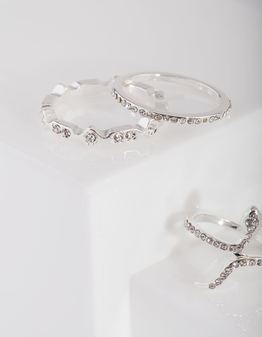 Silver Diamante Snake Ring 6-Pack