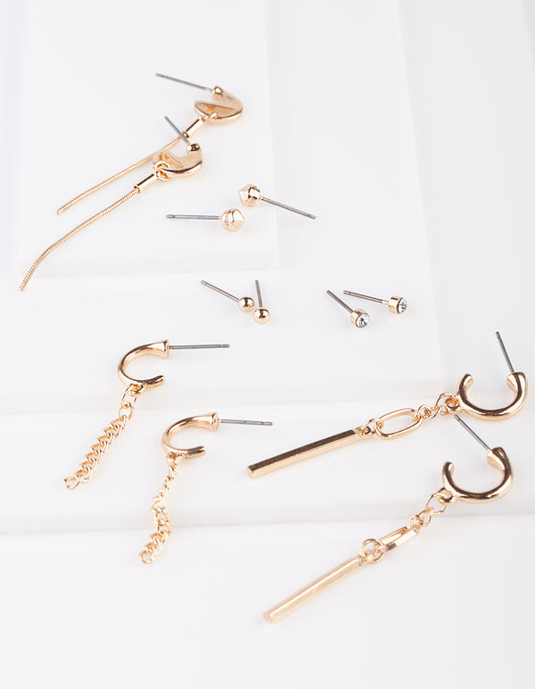 Gold Stud Earring 6-Pack