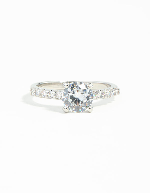 Silver Cubic Zirconia Classic Engagement Ring