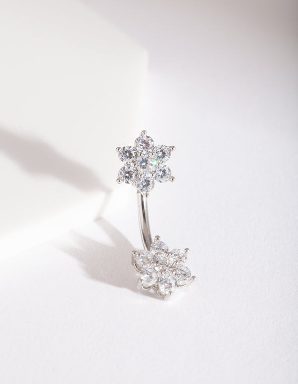 Surgical Steel Double Flower Belly Bar