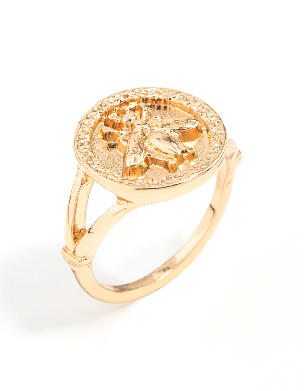 Gold Bee Coin Ring