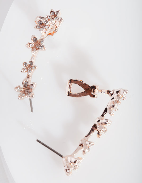 Rose Gold Diamante Flower Ear Cuff