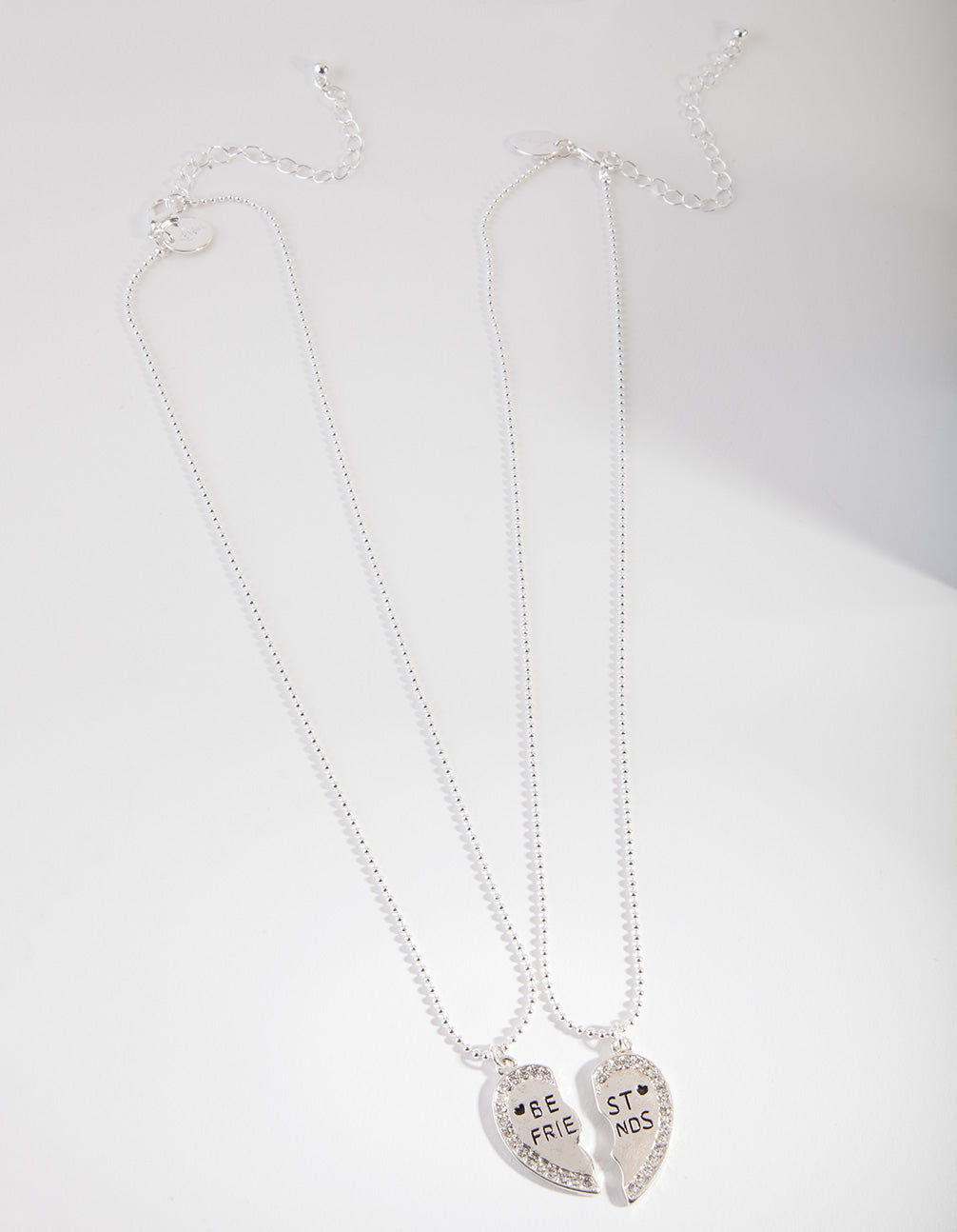 Kids Silver BFF Heart Necklace Pack