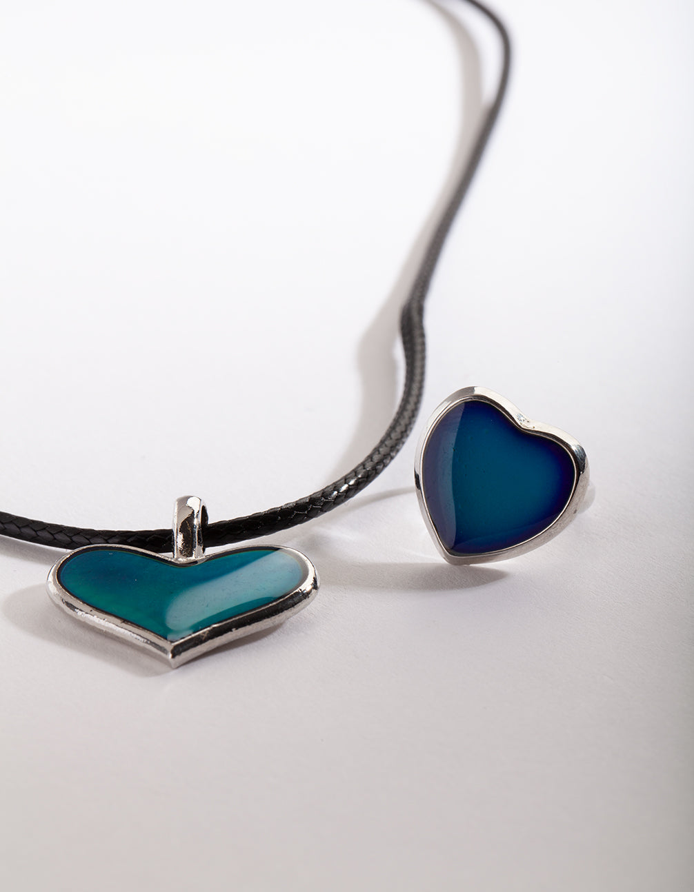 Kids Mood Heart Necklace & Ring Set
