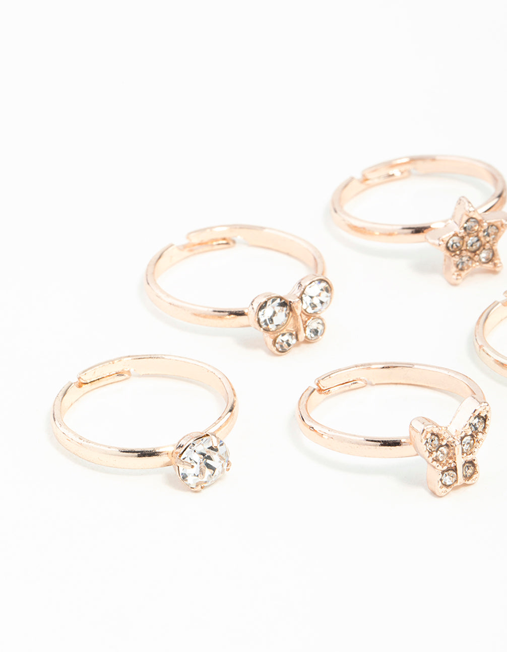 Kids Rose Gold Diamante Pearl Flower & Bow 6-Pack