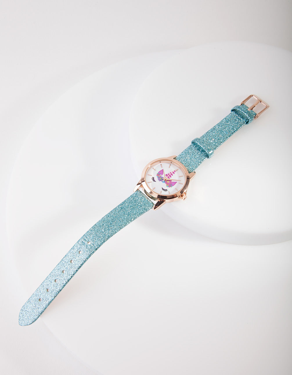 Kids Gold Blue Glitter Watch