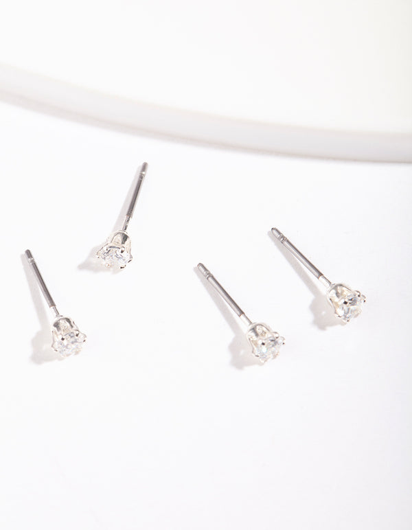 Silver Cubic Zirconia Micro Earring Pack