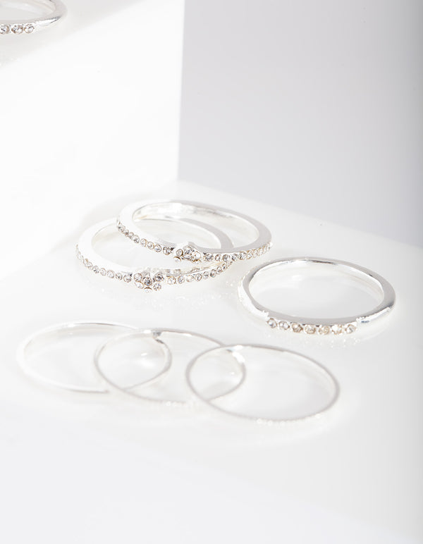 Silver Eternal Diamante Ring Pack