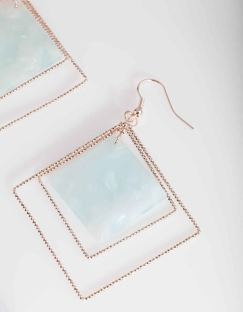Rose Gold Blue Hanging Earrings