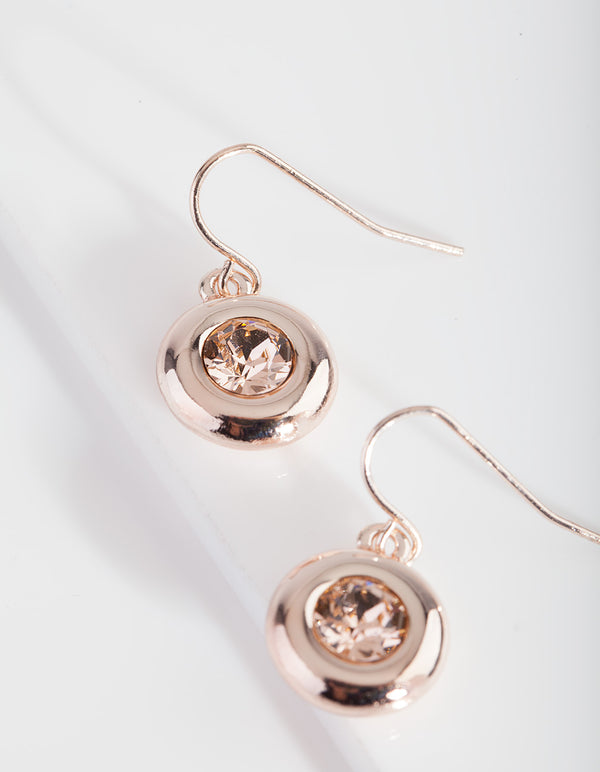 Rose Gold Circle Stone Earrings