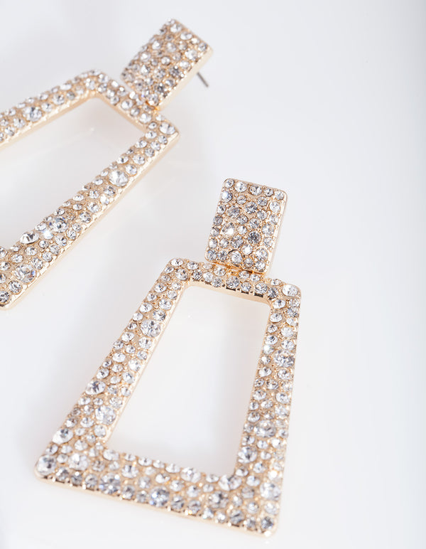 Gold Diamante Geometric Earrings