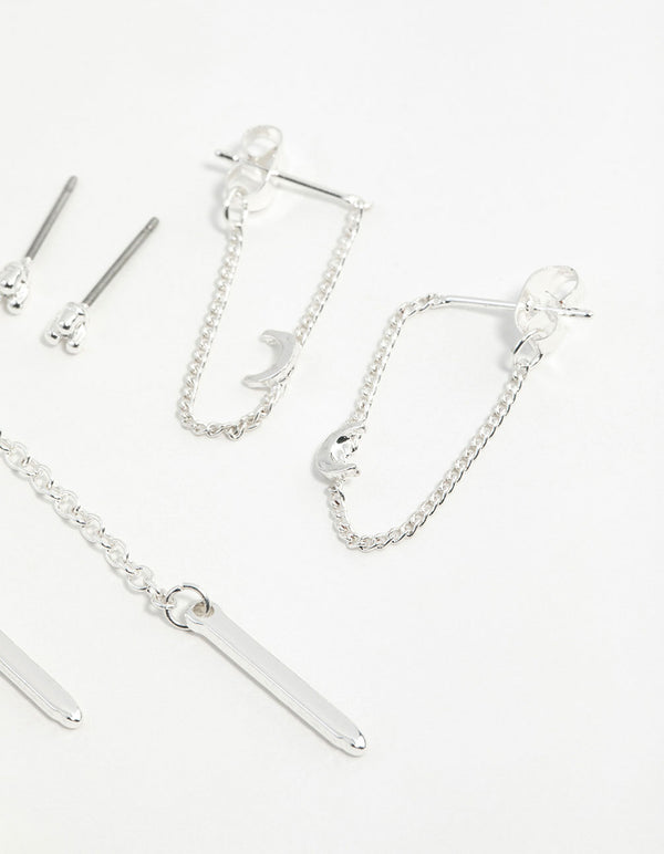 Silver Snake Tassel Mix Earring 6-Pack