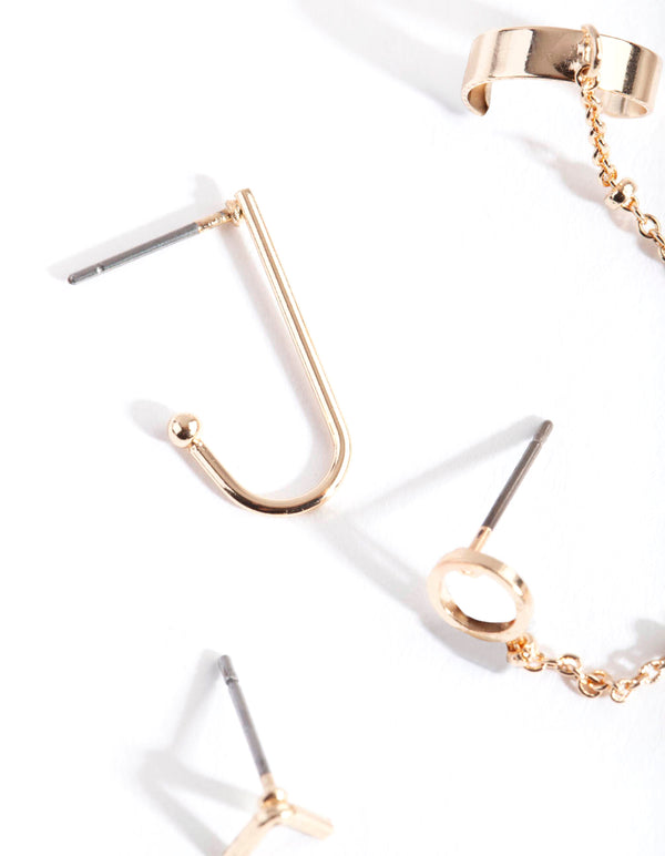 Gold Fine Chain Earring Pack