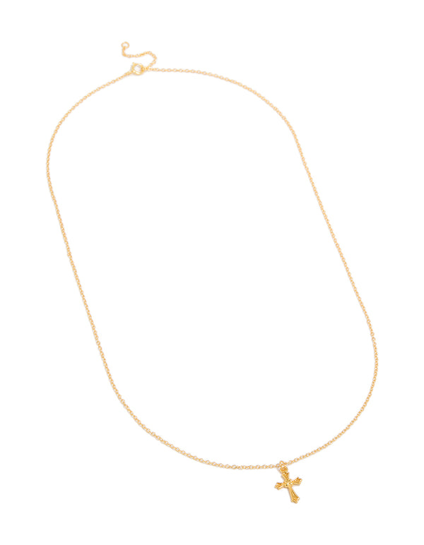 Gold Plated Sterling Silver Cross Necklace