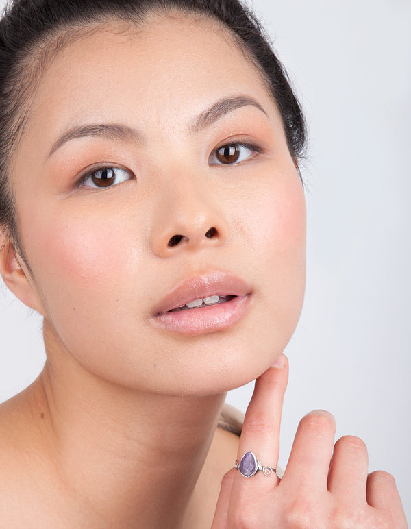 Silver Wire Purple Stone Ring