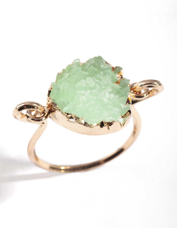 Gold Jade Druzy Ring