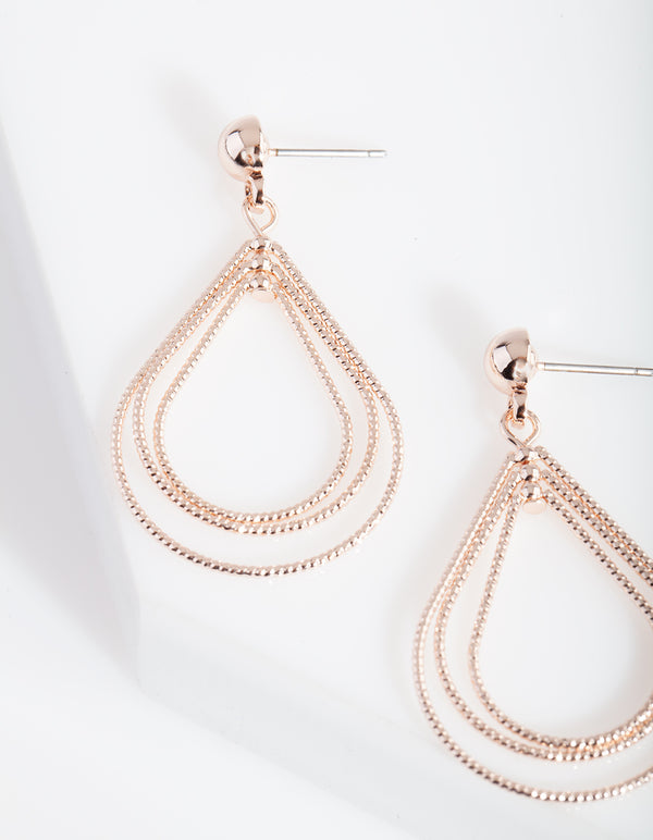 Rose Gold Textured Teardrop Earrings