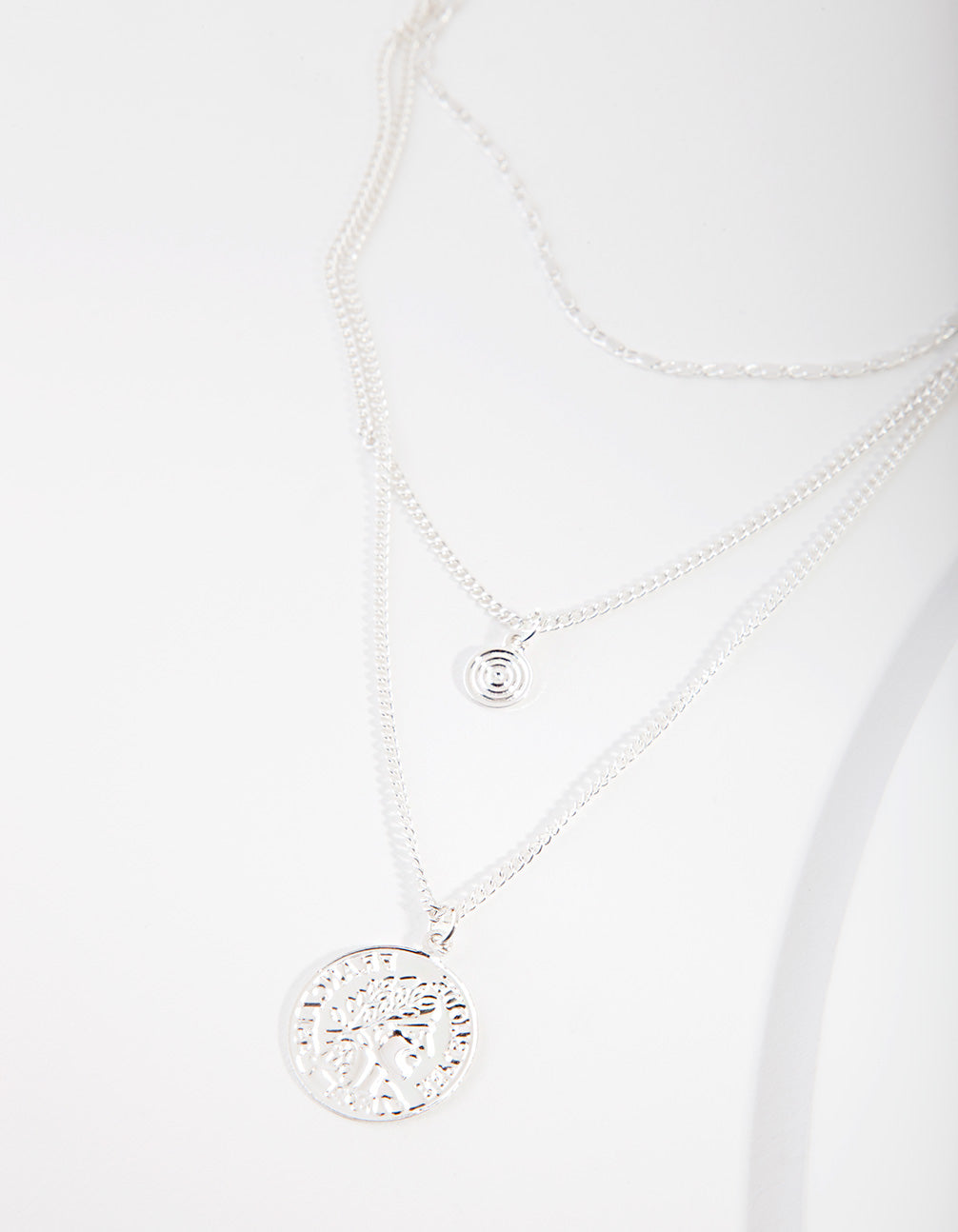 Silver Multi Layer Coin Necklace
