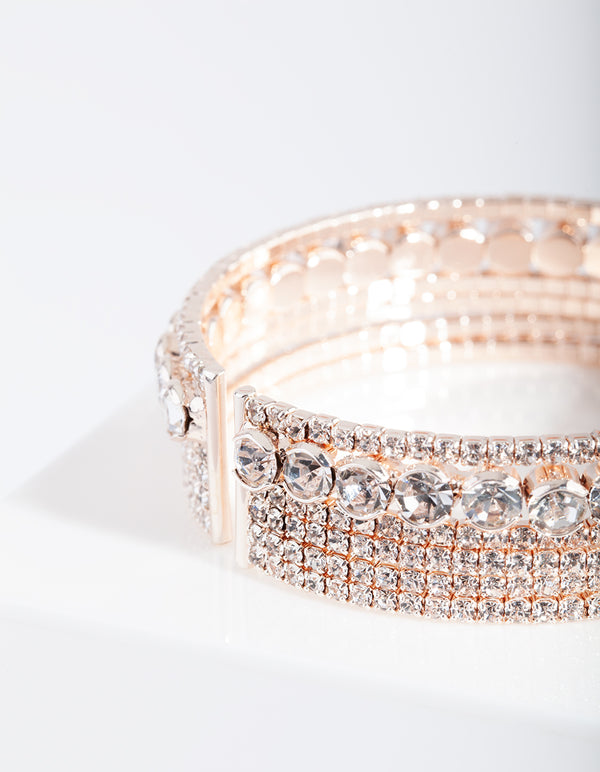 Rose Gold Multi Diamante Arm Cuff