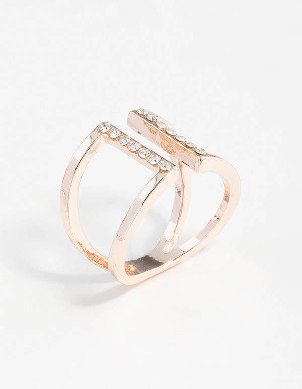Rose Gold Open Diamante Ring