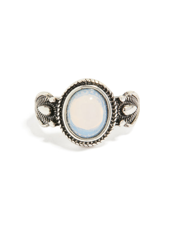 Antique Silver Oval Moonstone Ring