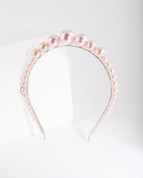 Silver Blush Pearl Graduated Ball Headband
