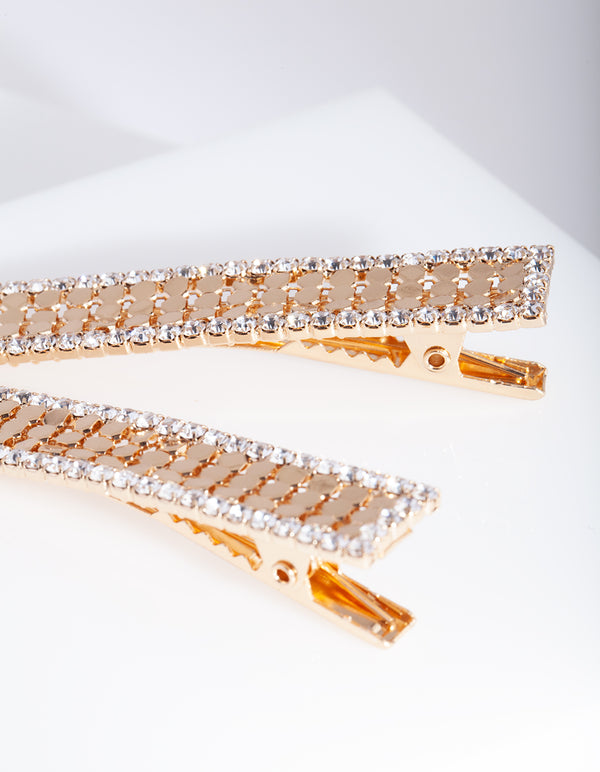 Gold Glow Mesh Hair Clips Pack