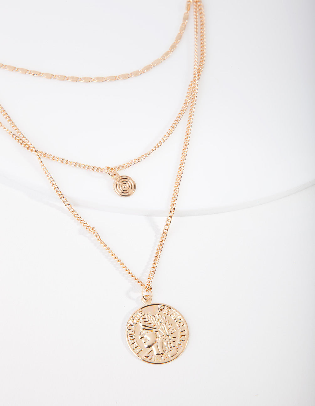 Gold Medallion Multi Layered Necklace