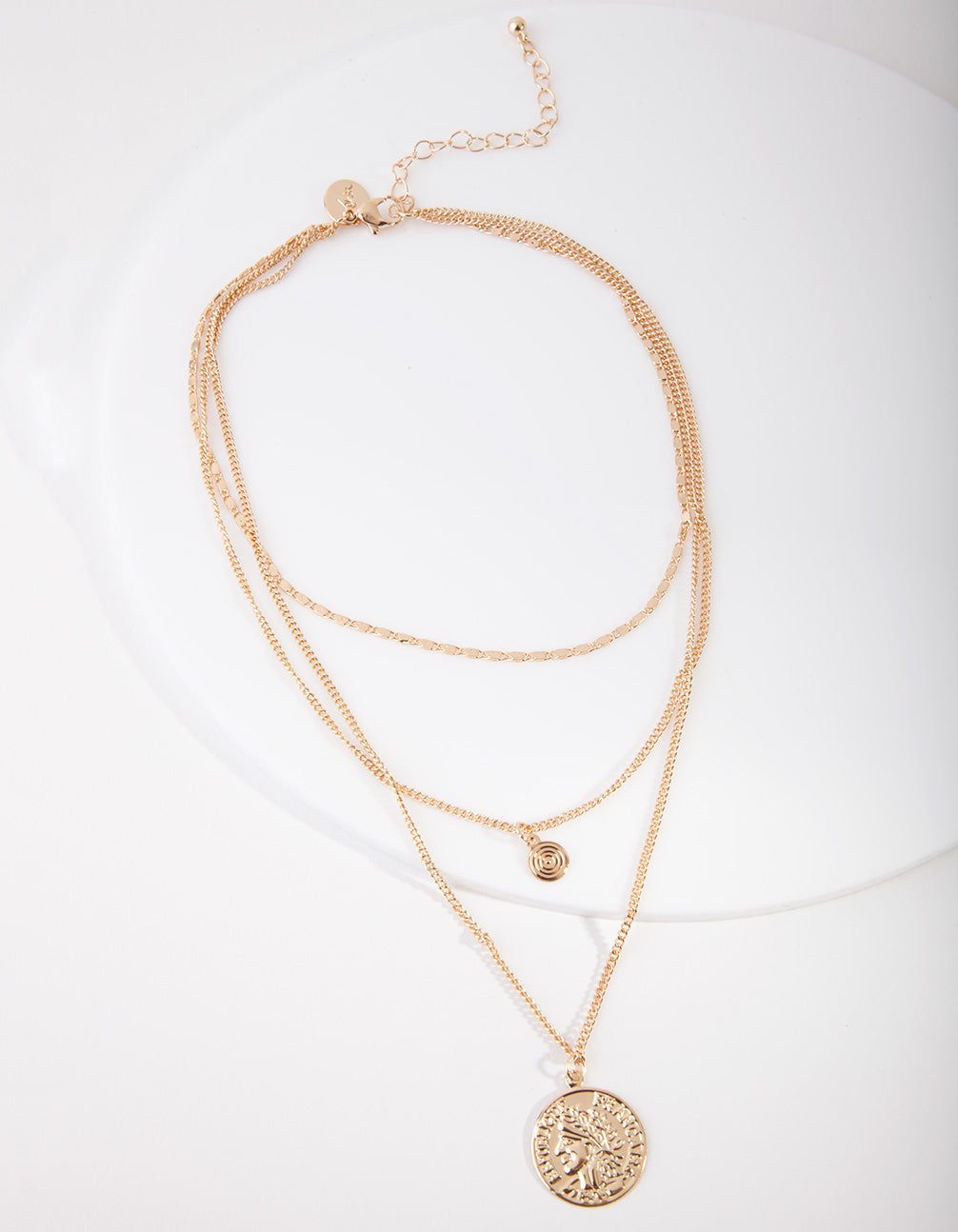 Gold Medallion Multi Layered Necklace