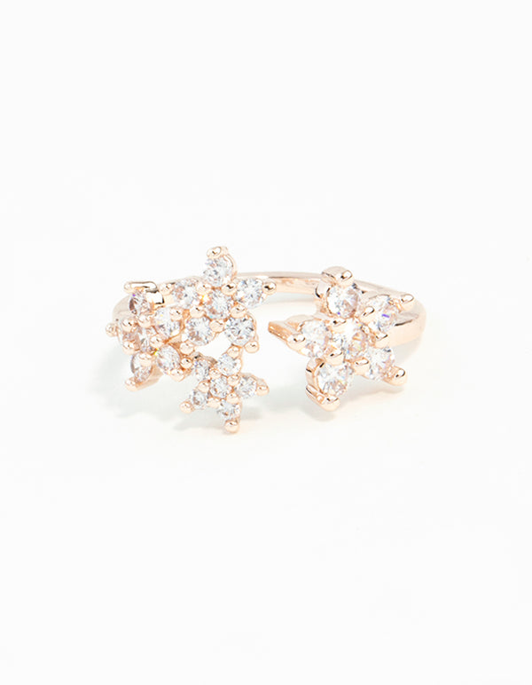 Rose Gold Cubic Zirconia Flower Ring