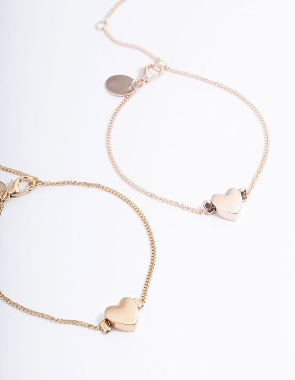 Mixed Metal Mini Hearts Bracelet